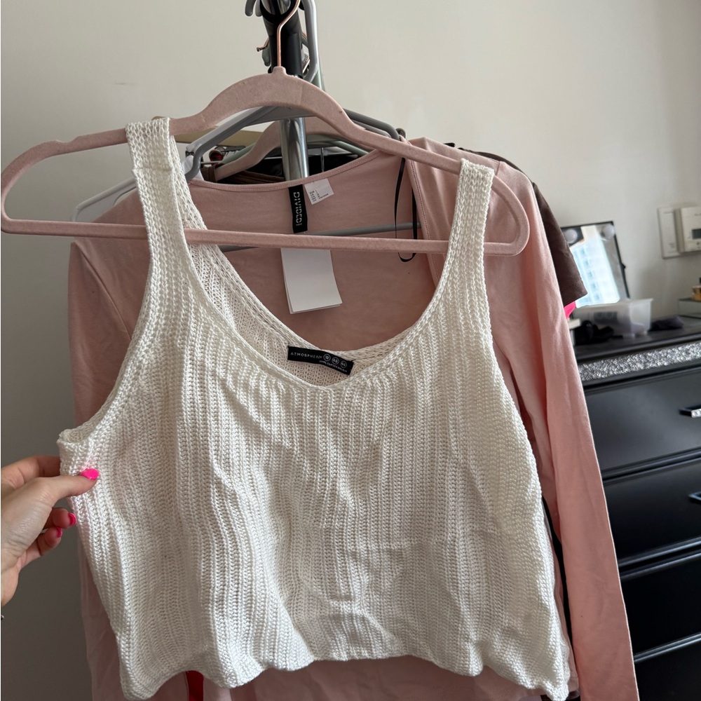 White Knit Tank Crop Top